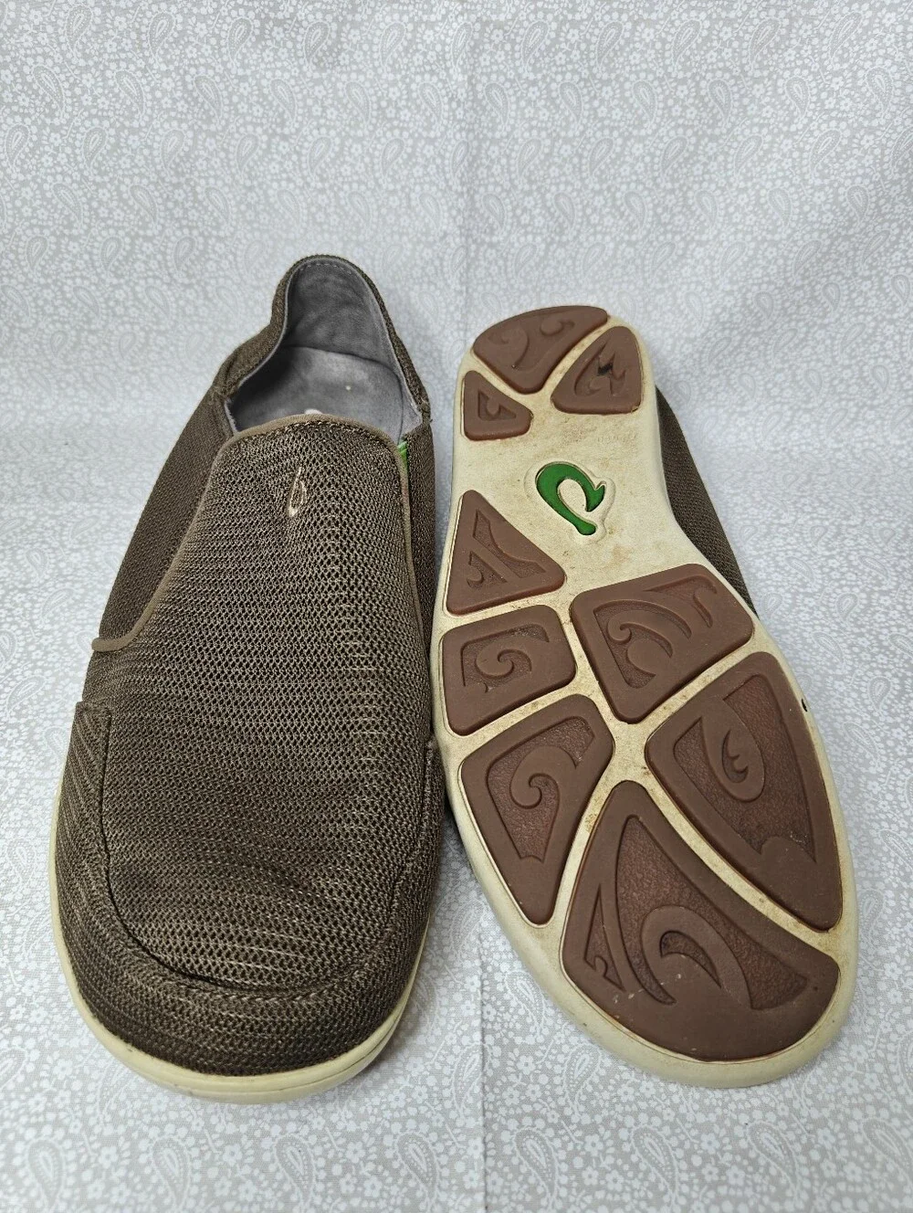 Olukai Men's Nohea Mesh Slip On Casual Shoes Metallic Brown Green Size 10.5